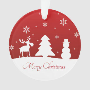 Christmas Tree Reindeer Snowman Ornament
