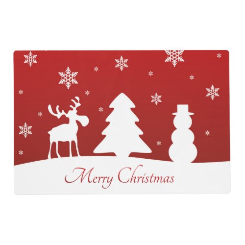 Christmas Tree Reindeer Snowman Placemat