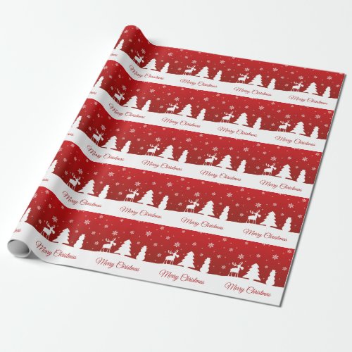 Christmas Tree Reindeer Snowman Wrapping Paper