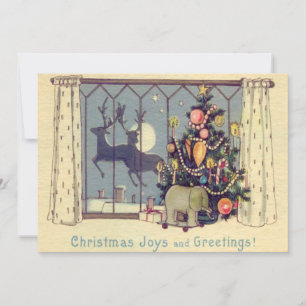 Christmas Tree Reindeer Toys Full Moon Invitation