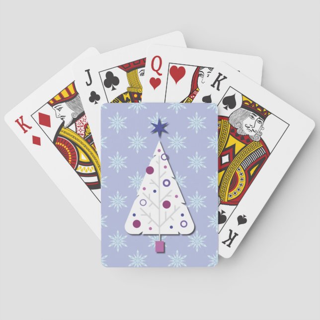 Christmas Tree Retro Art Holiday Poker Cards (Back)