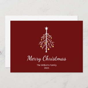 Christmas Tree Retro Vintage Red Holiday Card