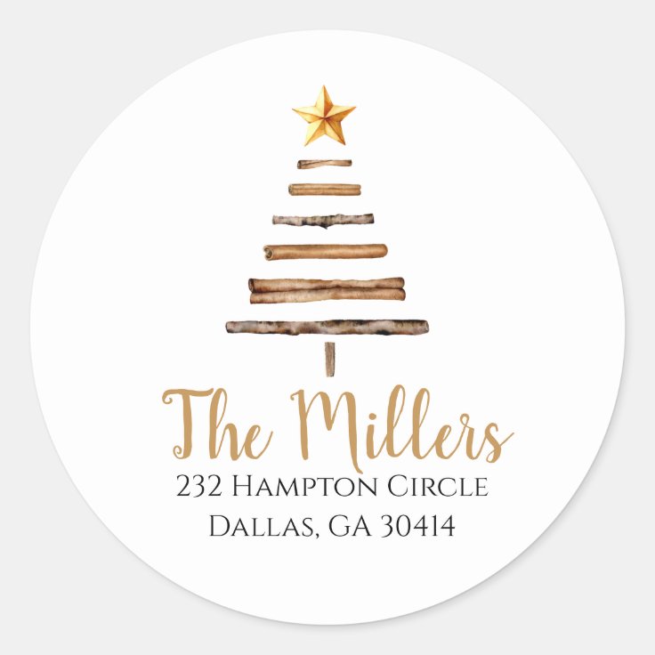 Christmas Tree Return Address Classic Round Classic Round Sticker Zazzle