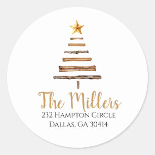 Christmas Tree Return Address Classic Round Classic Round Sticker