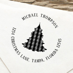 Christmas Tree Return Address Custom Self-inking Stamp