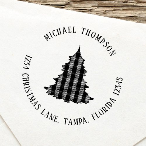 Christmas Tree Return Address Custom Self_inking Stamp