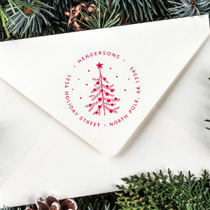 Christmas Tree Return Address Green Self-inking St Stamp