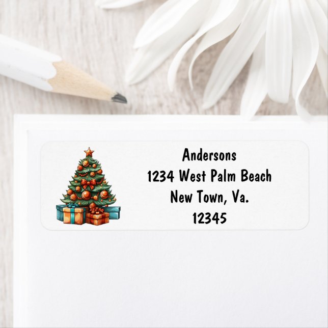 Christmas Tree Return Address Label (Insitu)