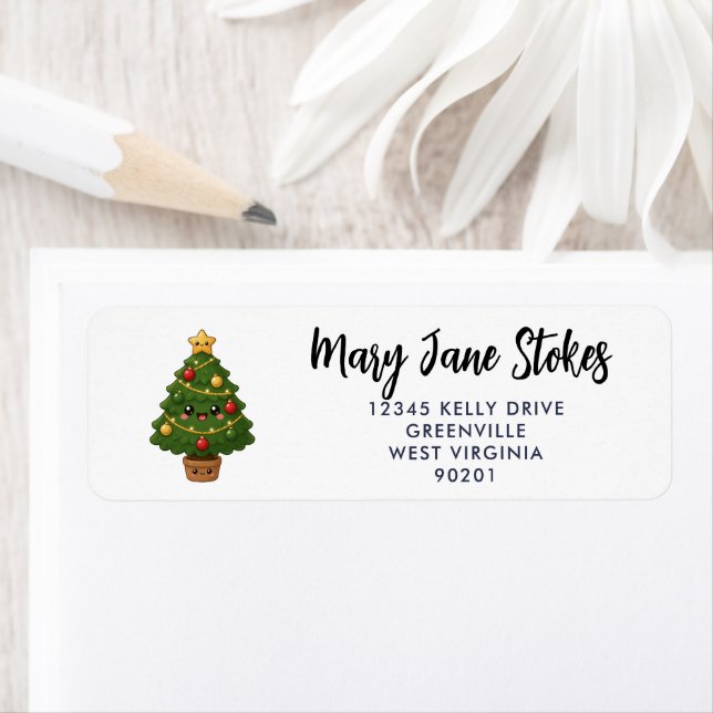 Christmas Tree Return Address Label | Festive Holi (Insitu)
