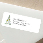 Christmas Tree Return Address Labels<br><div class="desc">Elevate your holiday mailings with these elegant, modern return address labels featuring a Christmas tree in line art and watercolor shades of golden yellow and green. Customize with your names and address using the simple template fields. Perfect for adding a touch of festive charm to your business or personal correspondence....</div>