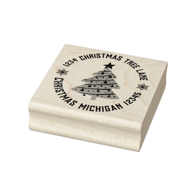 Christmas Tree Return Address  Rubber Stamp (Stamp)