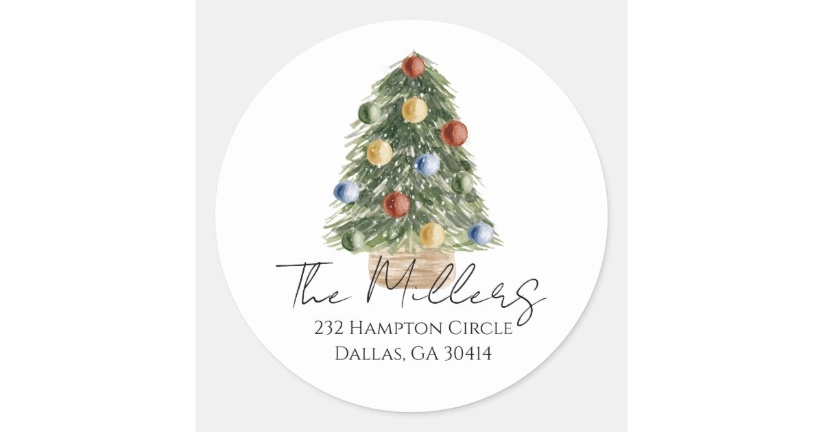 Christmas Tree Return Address Sticker Zazzle