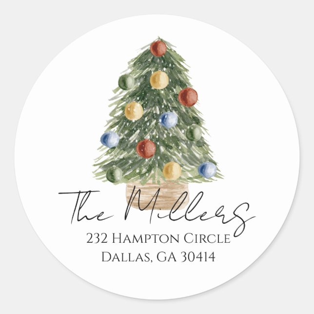 Christmas Tree Return Address Sticker (Front)