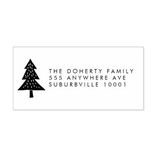 Christmas Tree Return Address Wooden Stamp