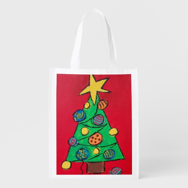 Christmas Tree Reusable Grocery Bag (Front)
