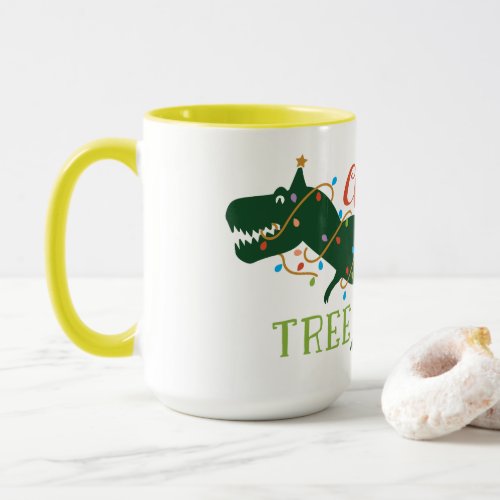 Christmas Tree_Rex Cute Decorated Dinosaur  Mug