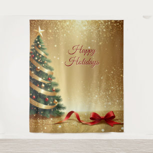 Christmas Tree Ribbons Holiday Backdrop
