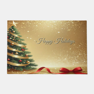 Christmas Tree Ribbons Holiday Doormat