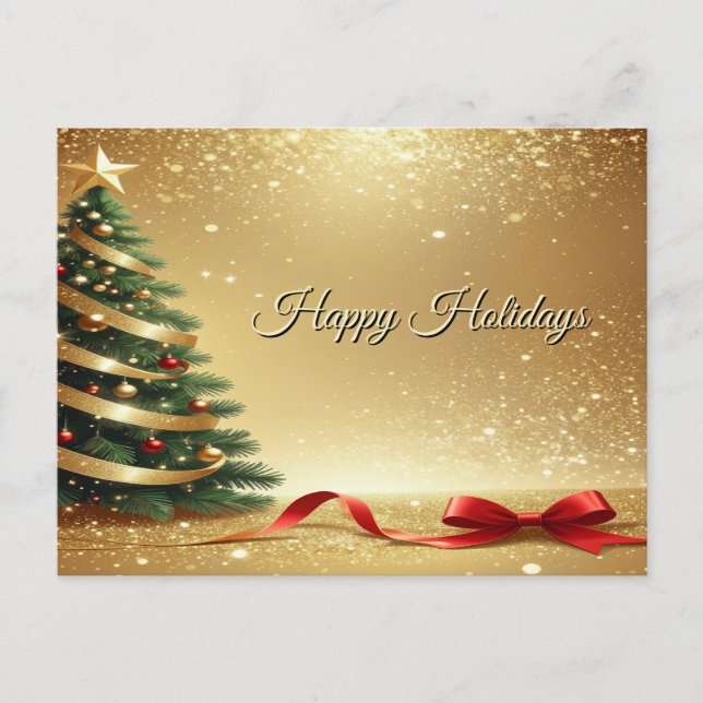 Christmas Tree Ribbons Holiday Postcard (Front)