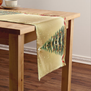 Christmas Tree Ribbons Holiday Table Runner