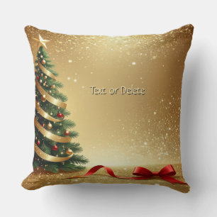 Christmas Tree Ribbons Holiday Throw Pillow