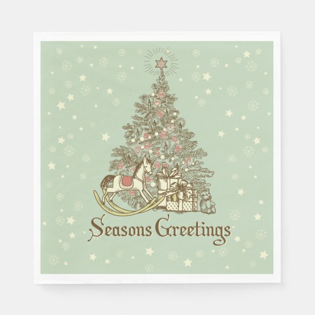 Christmas Tree Rocking Horse Stars Napkins (Front)
