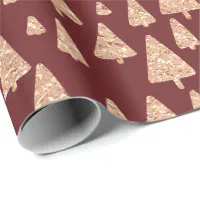 Elegant copper rose gold Christmas tree pattern Wrapping Paper