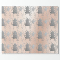 Elegant copper rose gold Christmas tree pattern Wrapping Paper