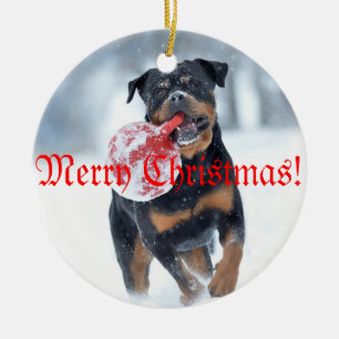 Christmas tree Rottweiler Ceramic Ornament