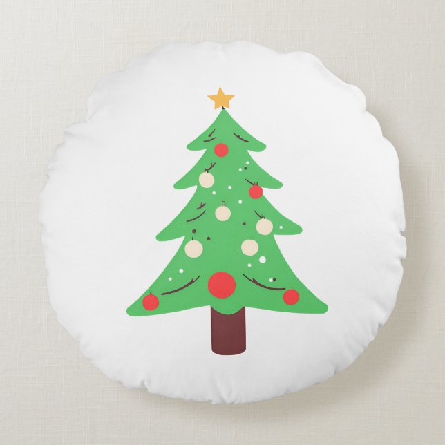Christmas Tree Round Pillow (Front)