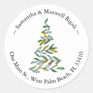 Christmas Tree Round Return Address Labels