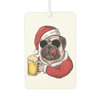 christmas tree santa claus costume beer dog pug p air freshener