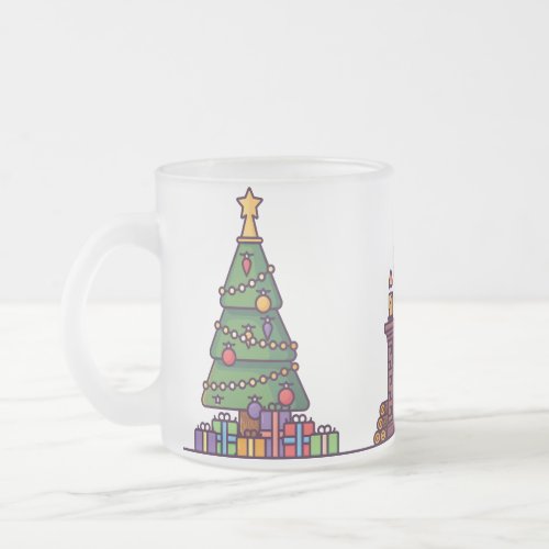 christmas Tree Santa claus white elephant gift  Frosted Glass Coffee Mug
