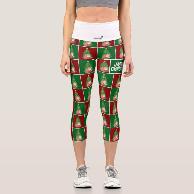 Christmas tree | Santa | customizable | blackfly Capri Leggings (Front)