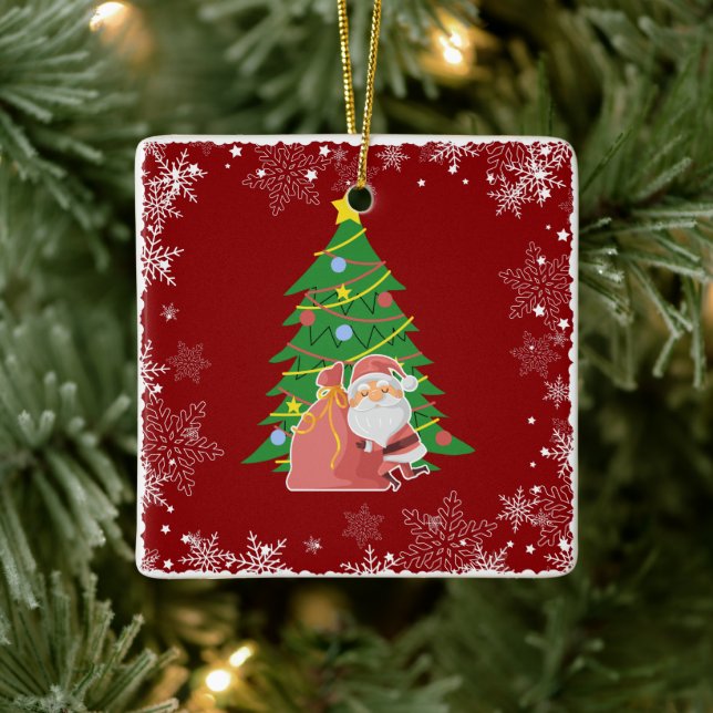 Christmas tree | Santa | customizable Ceramic Ornament (Tree)
