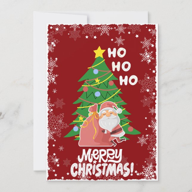 Christmas tree | Santa | customizable Holiday Card (Front)