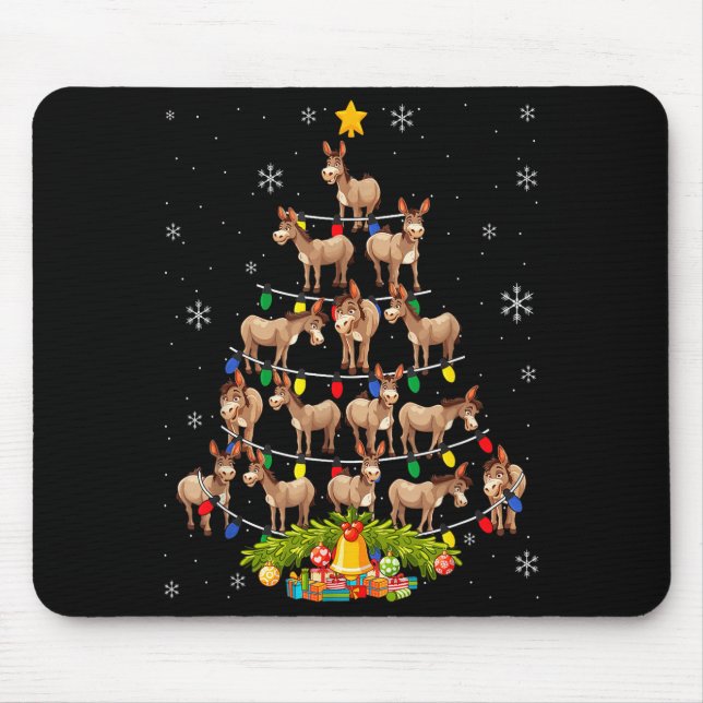 Christmas Tree Santa Hat Lights Xmas  Mouse Pad (Front)