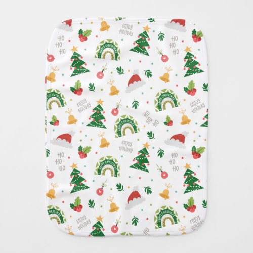 Christmas Tree Santa Hat Ornaments  Baby Burp Cloth