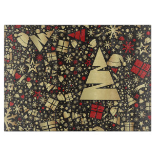 Christmas Tree, Santa Hats and Presents Cutting Board