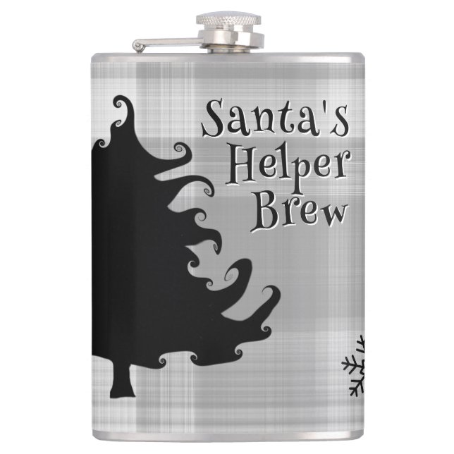 Christmas Tree Santas Helper Saying Flask (Front)
