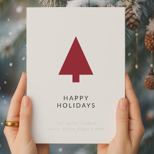 Christmas Tree Scandi Minimalist Burgundy Holidays Holiday Card