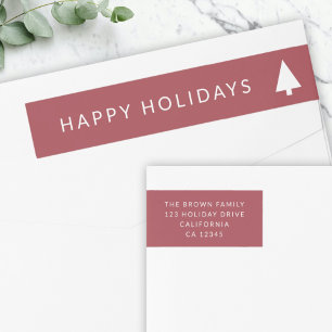 Christmas Tree Scandi Minimalist Return Address Wrap Around Label