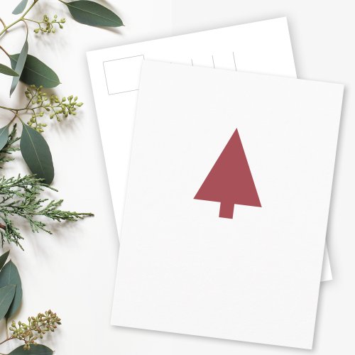 Christmas Tree  Scandi Minimalist Simple Burgundy Postcard