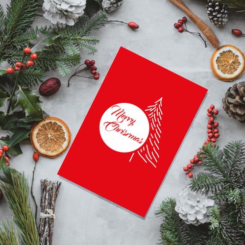 Christmas Tree Scandi Minimalist Simple Holiday  Postcard