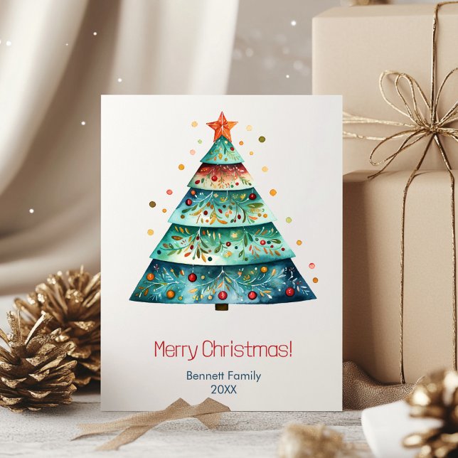 Christmas tree Scandinavian family holiday card (Minimal design, maximum joy 🌟 Share the spirit of the season with this unique card!)