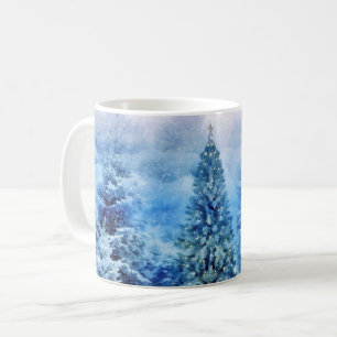Christmas tree scene coffee mug