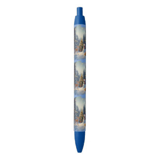 Christmas Tree Scene Cute Deer Fawn Snowman Pen