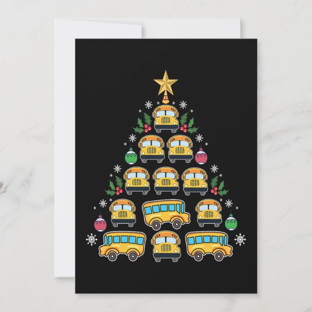 Christmas Tree School Bus Funny Driver Xmas Holiday Card (Front)