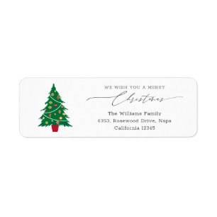 Christmas Tree Script Christmas Return Address Label