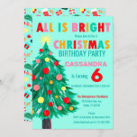 Christmas Tree Sea Green Christmas Birthday Party Invitation